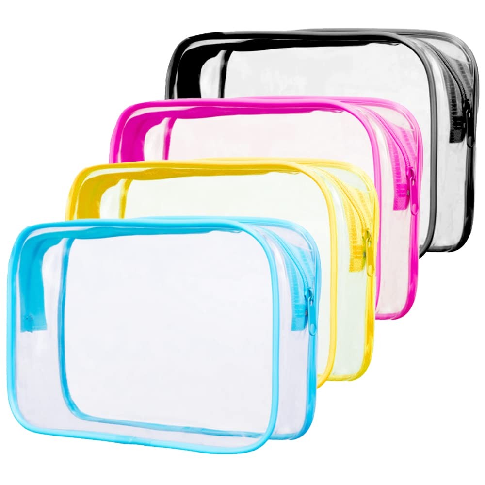 4 Pièces Trousse de Toilette Voyage Transparente Plastique PVC Imperméable