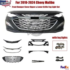 For 2019-2024 Chevy Malibu Front Bumper Cover Kit with Grille & Fog Light Set