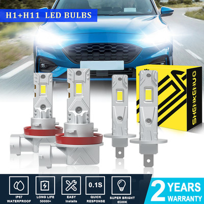For Ford Focus 2012-2018 LED Headlight Bulbs H1+H11 High Low Beam Kit 6500K 4Pcs