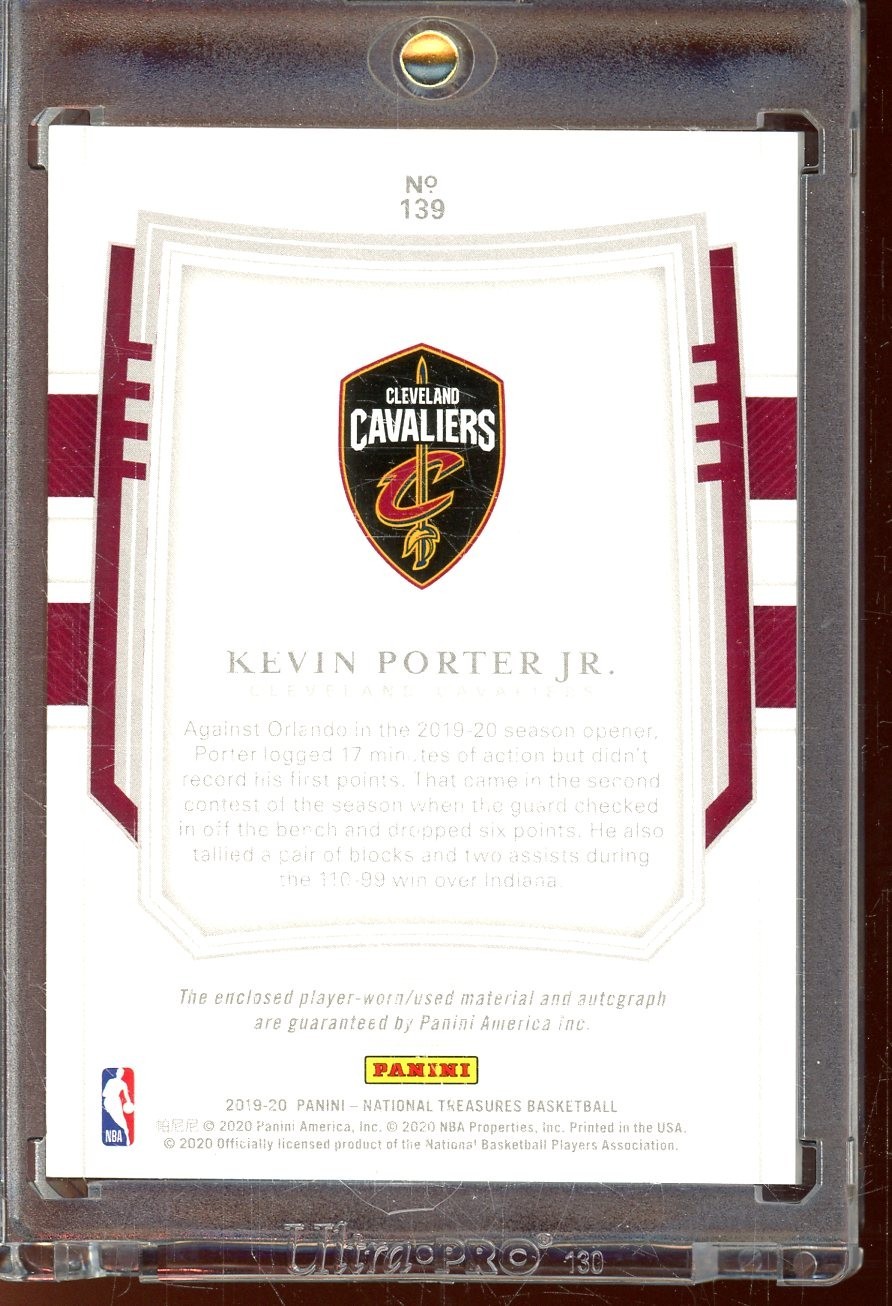 Kevin Porter Jr 2019/20 National Treasures RPA 3 Clr Patch Jsy Auto Rc (36/99) view 2