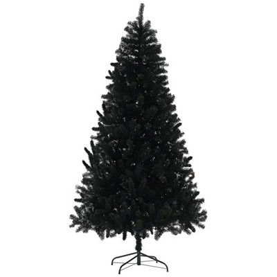 HOMCOM 7.5ft Artificial Black Christmas Tree, Holiday Décor w/ Steel Base, Black