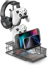 Headphone Stand with Drawer - Headset Controller Holder for Desk - Aluminum Su