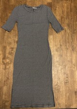 GAP Striped Ribbed Midi Bodycon Dress - Black & White Size Small