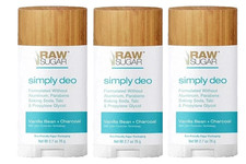 Set of 3 - Raw Sugar Simply Deo Deodorant Vanilla Bean Charcoal Vegan 2.7oz Each