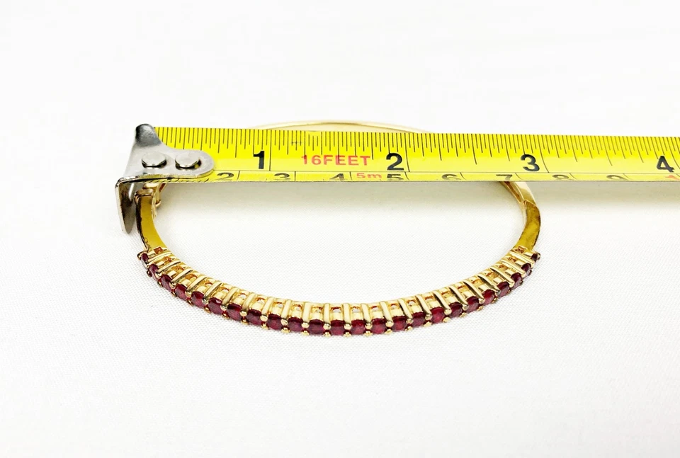 Pulsera y pendientes de plata de ley chapados en oro con rubíes - KOC72225A Foto 3 de 4