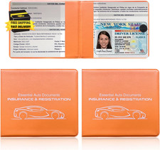 2 PCS Car Registration Insurance Holder, Waterproof Vehicle Glove Box Document O
