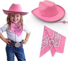 Toddler Pink Cowboy Cowgirl Hat and Bandana for Age 2-5 Light Pink