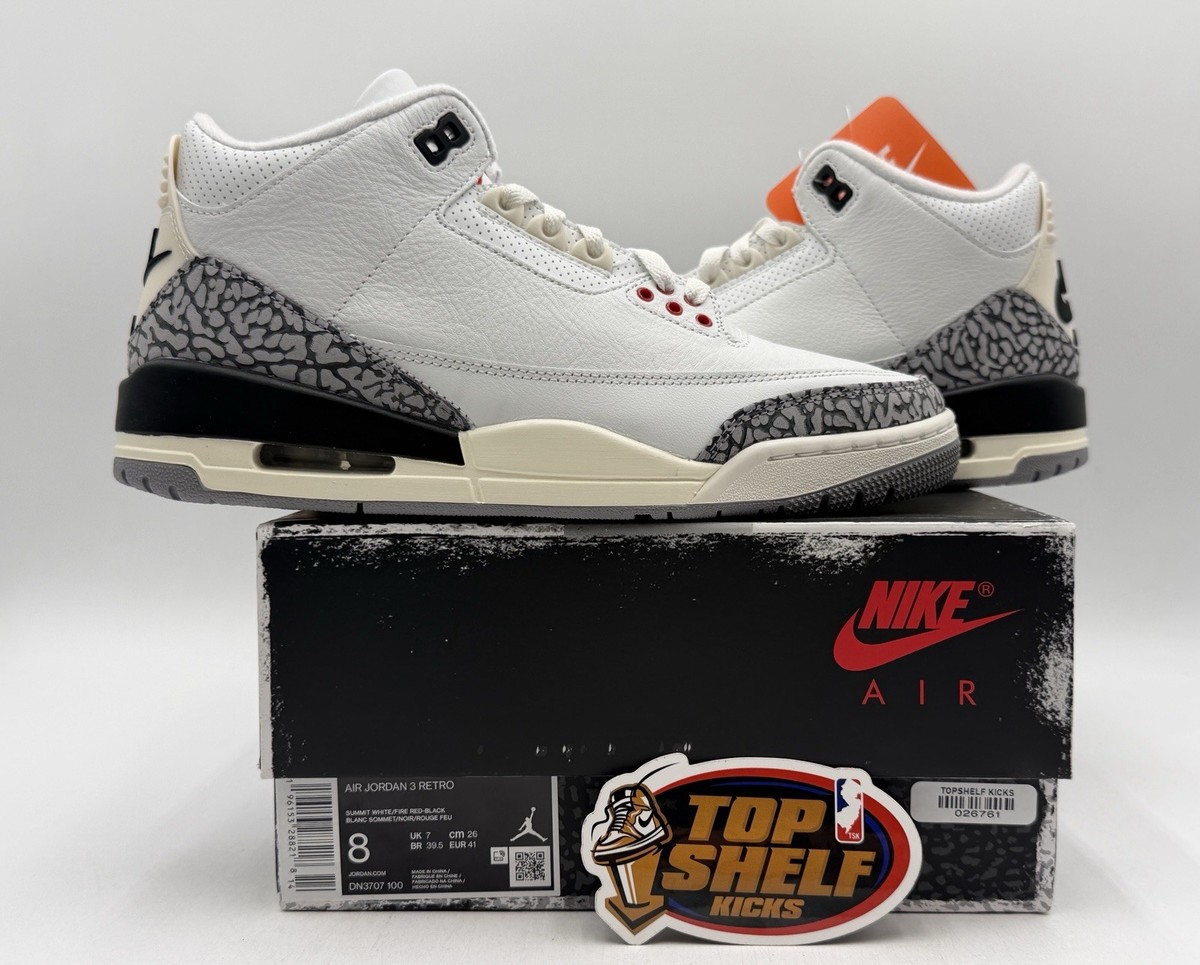 DS New Nike Air Jordan 3 Retro Mid White Cement Reimagined