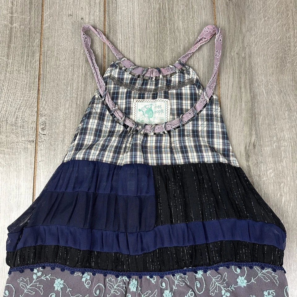 复古 Y2K 婴儿娃娃上衣自由人 L 码花卉花边格子 — 第 2/4 张图片