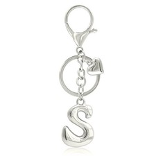 Silver Bubble Initial Keychain with Heart, Cute Letter Purse Charm for Women ...