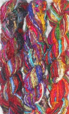 1000grm. Recycled Pure Sari Silk Fabric Woven Knitting Yarn 10 Skein
