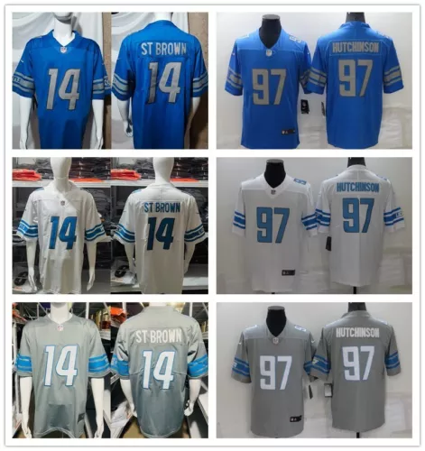 Men's NFL St. Brown/Hutchinson #14#97#26 Detroit Lions American Football Jerseys - Picture 2 of 17