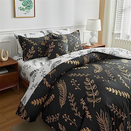 Reversible Queen Comforter Set, Bed in a Bag Queen 8 Pieces Queen-7pieces Black - Picture 2 of 7