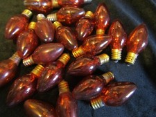 Replacement Christmas Lights Lot 21 Orange Size C 7 1/2 Vintage Glass Bulbs