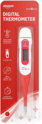 Amazon Basic Care  Digitales Thermometer Rot