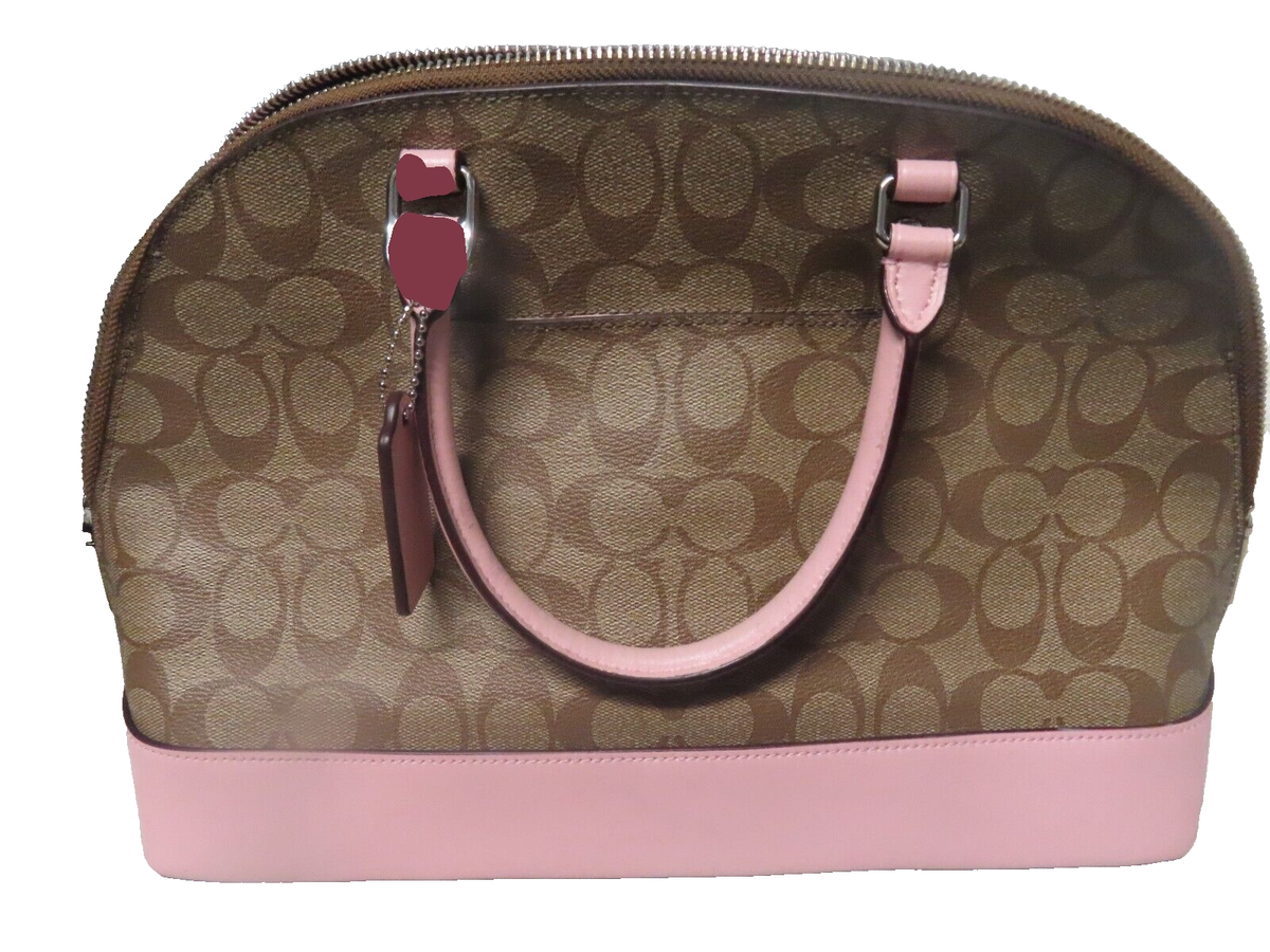 Brown and pink Coach handbag medium size preowned | eBay