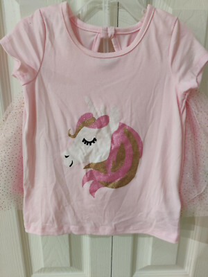 Kidgets Toddler Girls Pink Unicorn Shirt Tutu Skirt 2 piece Outfit Size 3T
