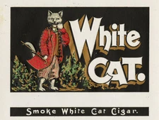 Vintage White Cat Cigar Ad Reproduction Metal Sign FREE SHIPPING 