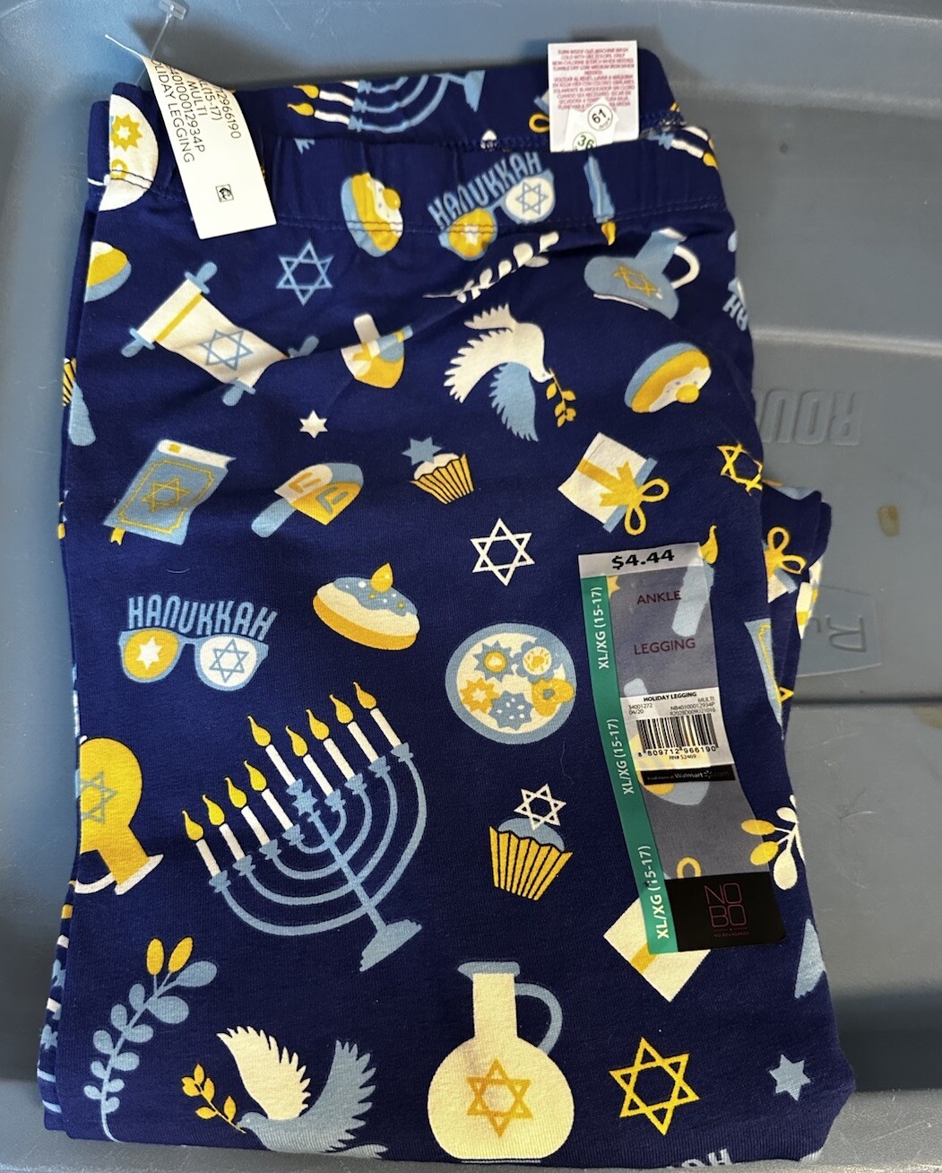 No Boundaries Juniors Hanukkah Blue Leggings Size XL 15-17 Brand New-image
