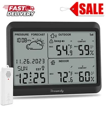 Weather Station Wireless With Digital Atomic Clock, Indoor Outdoor Thermometer