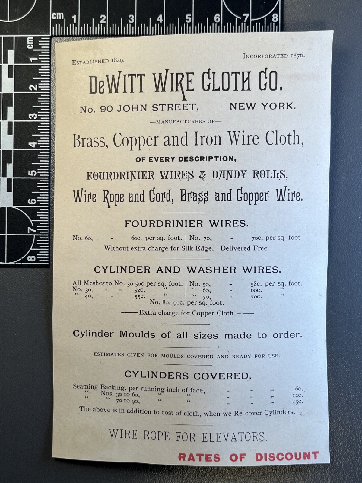 Antique Victorian Trade Card Advertising Ephemera-Dewitt Wire Cloth Co. NY