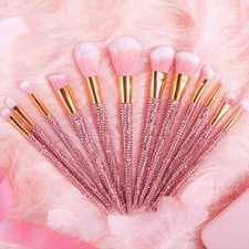 Professional Bling Rhinestone Makeup Brushes Set 12 pcs