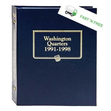 Washington Quarters Coins Album 1991-1998 Whitman Classic Blue 9123 Free S&h NEW