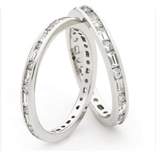 Diamond Full Eternity Ring, 0.60ct F VS Baguette & Brilliant Cut 18ct White Gold - Picture 2 of 3