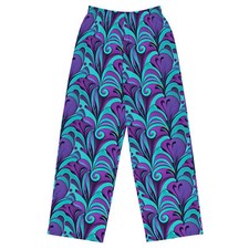 Unisex wide-leg pants - Funky Blue Purple Pattern 2