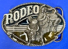 Rodeo Commemorative Bull Rider Saddle Bronc VTG 1991 Arroyo Grande Belt Buckle