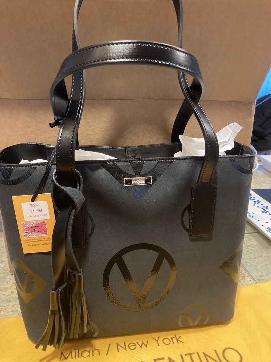 New Mario Valentino Suede Prince Black Monogram Tote with Tassel Sold Out!!!