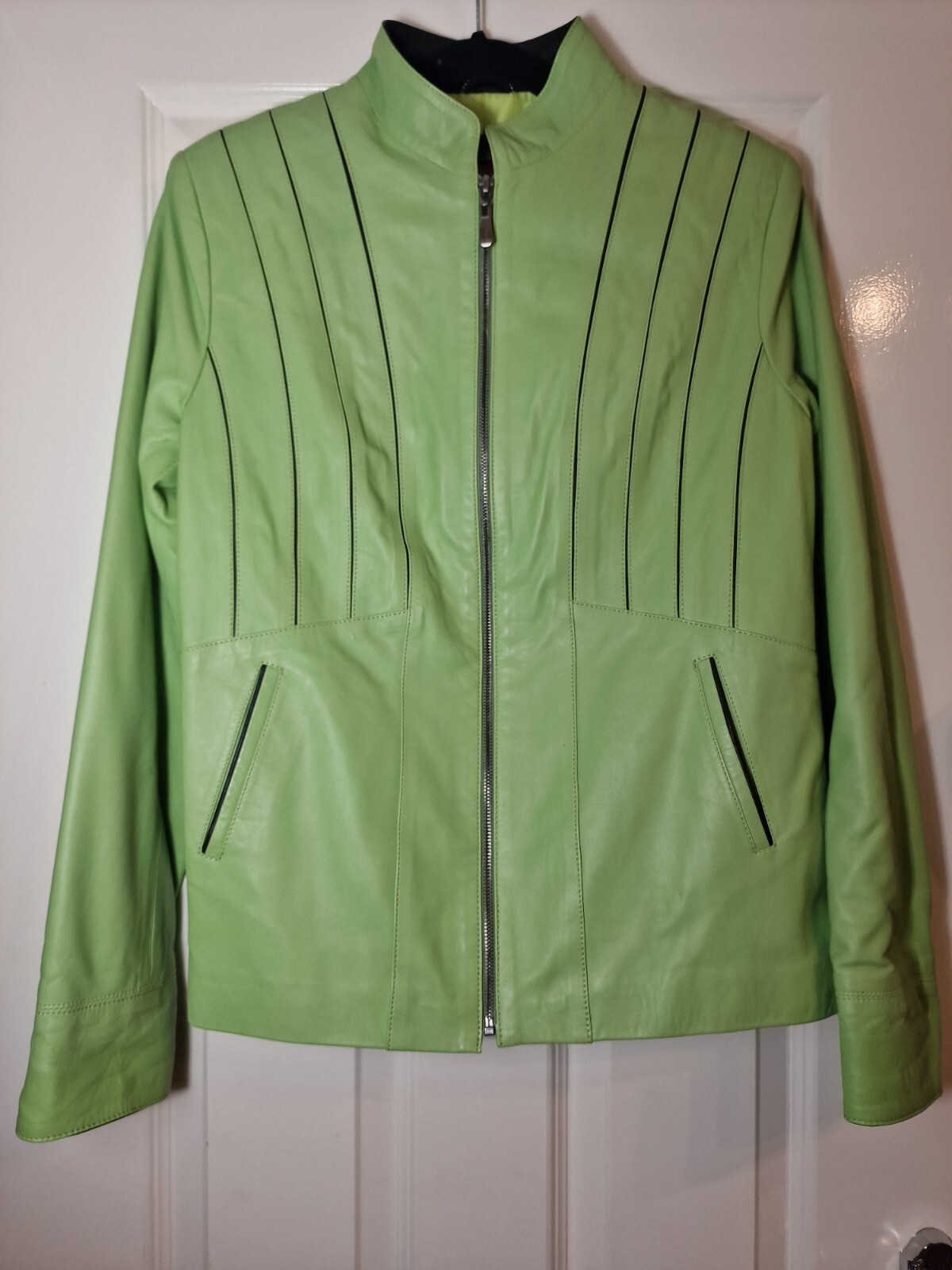 Imper Piel Vintage Leather Jacket Green Black Size M… Gem