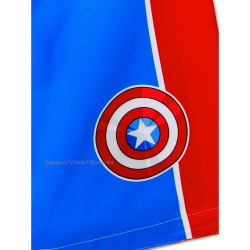 Marvel Captain America Avengers Swimsuit Size 4 Boys Swim Trunk Rash Guard Shirt - Picture 4 of 4