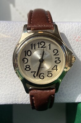 Elements EL6996 Ladies 26mm Gold Quartz Watch Easy Read Dial Brown Strap