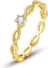 18K Gold Plated Ring Classic Cubic Zirconia Stackable Ring CZ Stones Dainty Ring