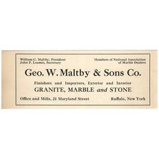 Buffalo NY 1926 MALTBY & SONS Marble Stone Print Ad Construction Building Trades