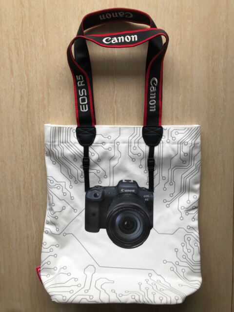 Genuine Cannon Camera EOS R5 Model Picture Logo Canvas Cotton Multi-Purpose Bag