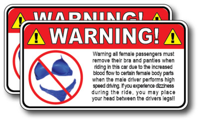 2pk Funny Warning Decal Sticker NO BRA &amp; PAINTIES Vinyl Graphic 3M Trunk Car