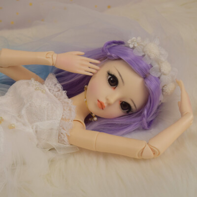 60cm Movable Joints 1/3 BJD Doll Princess Dress Gradient Wig Full