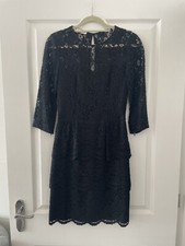 Whistles Black Lace Layered Skirt Long Sleeve Evening Party occasion Dress 8