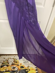 Vintage Purple Cascading Lace Gothic Sexy Sheer Lingerie M