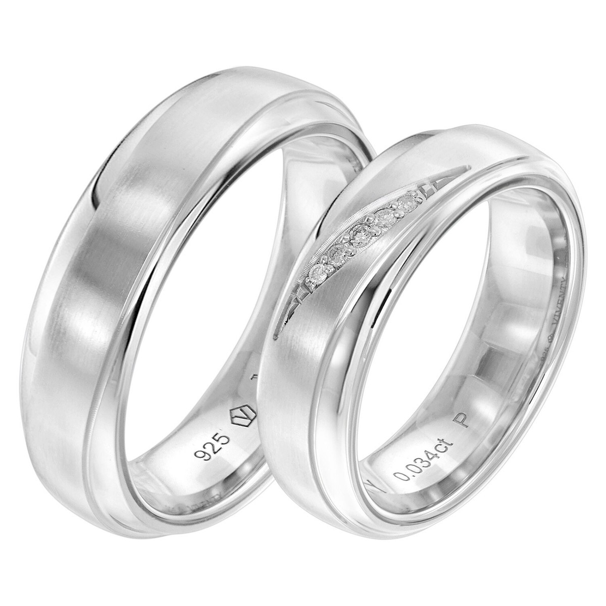 Viventy Jewelry Engagement Ring Pair Silver 925 Diamonds 8079