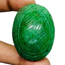 280.1 Cts Natural Carved Emerald Green Rare Huge Loose Pendant Size Gemstone