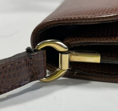 VTG Daks Brown Leather Tassel Buckle Strap Rectangle Flap