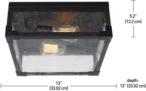 Electric 65917 2-Light Flush Mount Ceiling Light, Dark Bronze, Dark Wood Finish - Picture 3 of 6