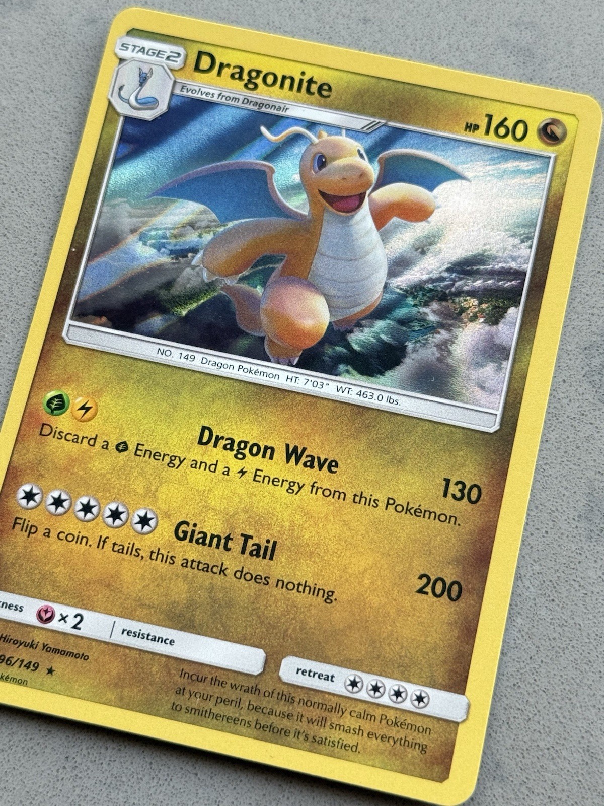 DRAGONITE 96/149 Holo Rare Card - Sun & Moon 2017 Pokemon TCG English - NM