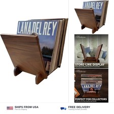 Natural Wood Vinyl Record Holder Shelf, Tabletop LP Storage Rack, Walnut Albu...