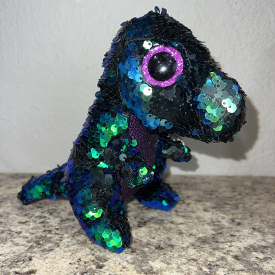 TY Flippables Sequin Plush - CRUNCH the Dinosaur (Regular Size - 6 inch) - MWMTs
