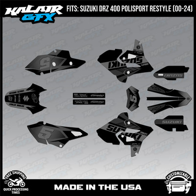 Graphics Kit for Suzuki DRZ400 Polisport Restyle  (2000-2024) Turbo - SMOKE