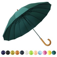 16 Ribs 48" Stick Umbrella Auto Open Solid Color Fashionable and Simple Arc C...